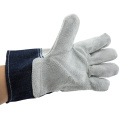 Grey Full Palm Cowhide Split Leather Industrial Safety Work Gloves (11005)